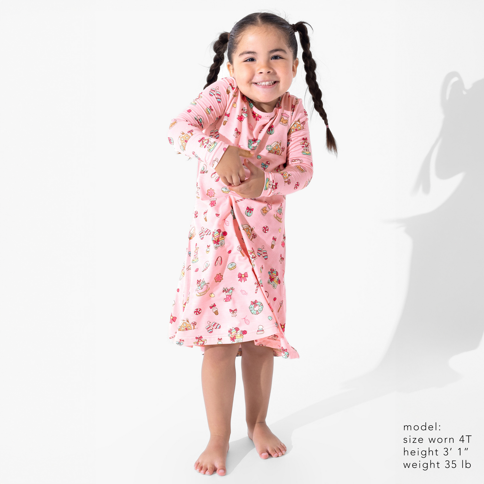 Candy Cane Lane Bamboo Girls' Long Sleeve Dress