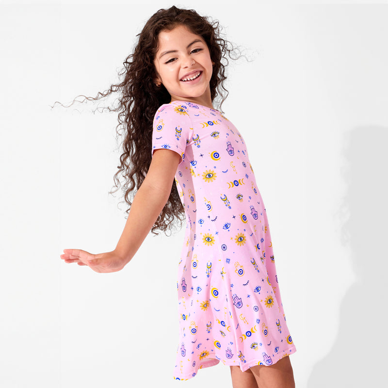 The Eye Pink Bamboo Girls' Sleeveless Dress