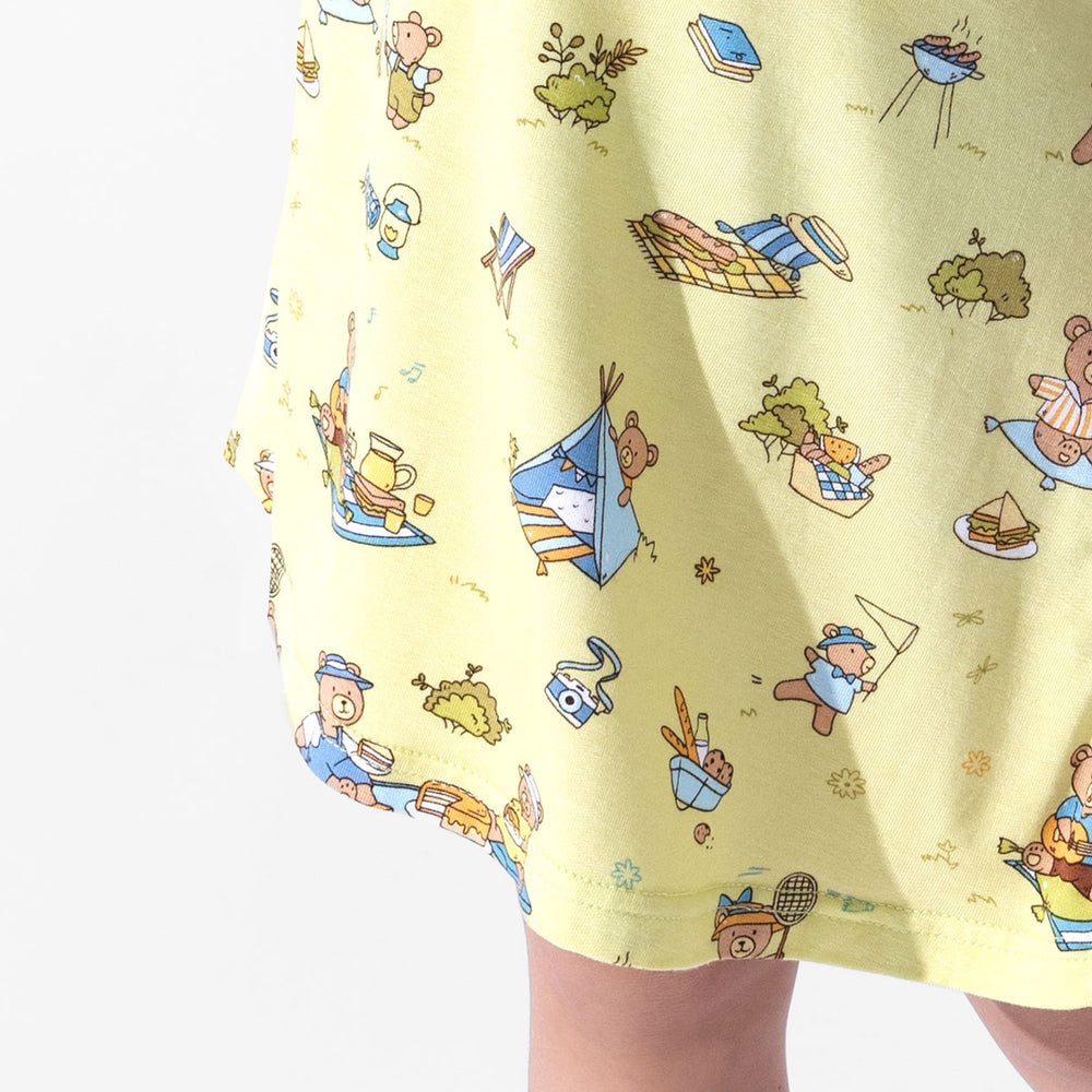 Teddy Bear Picnic Bamboo Girls' Short Sleeve Dress