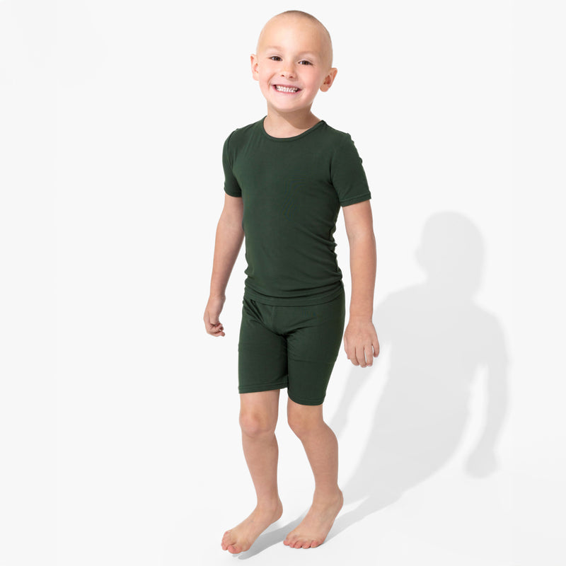 Pine Green Bamboo Kids Pajama Short Set