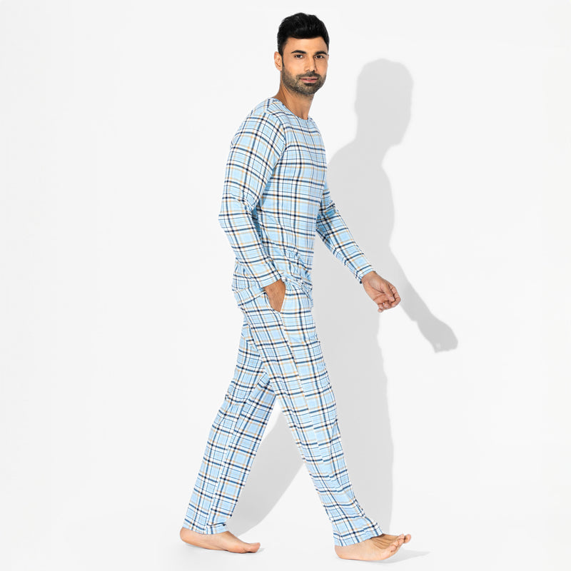 Holiday Plaid Blue Men's Pajama Set