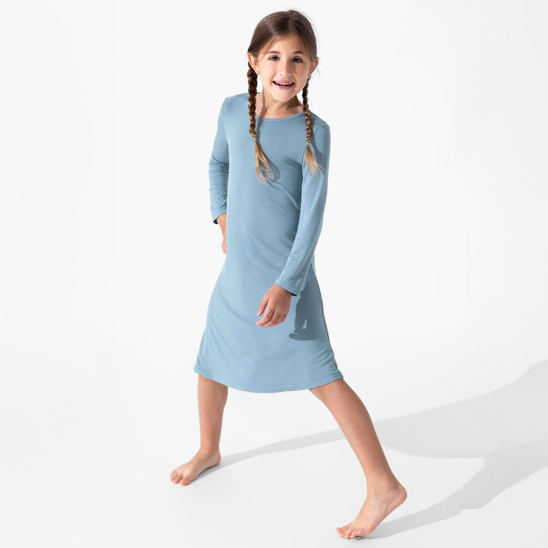 Oasis Teal Bamboo Girls' Long Sleeve Dress