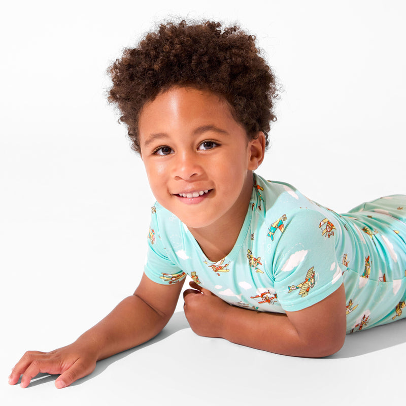 Vintage Airplanes Bamboo Kids Pajama Short Set