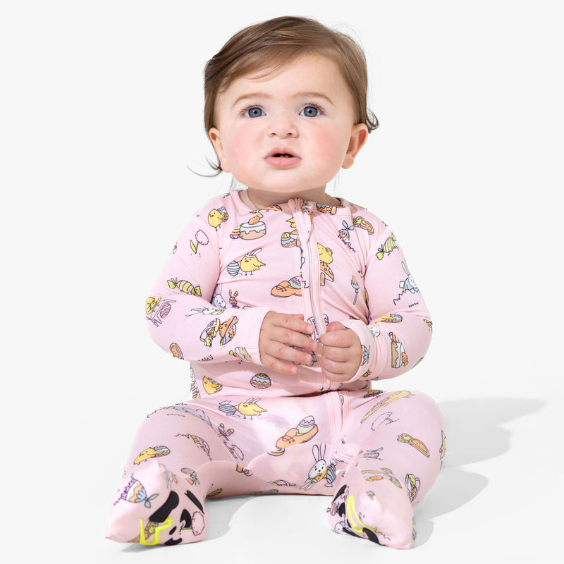 Easter Bunny Pink Bamboo Convertible Footie