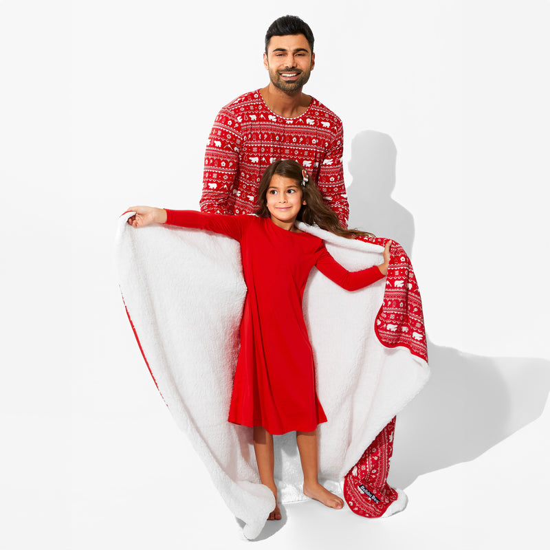 Winterberry Red Bamboo Girls' Long Sleeve Dress