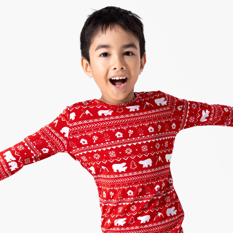 Polar Isle Red Bamboo Kids Pajamas