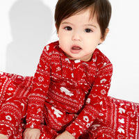 Polar Isle Red Bamboo Convertible Footie