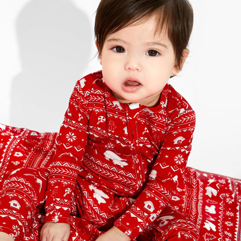 Polar Isle Red Bamboo Convertible Footie