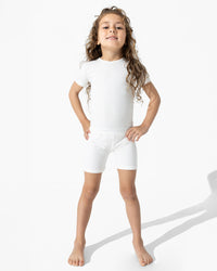 Milk White Bamboo Kids Pajama Short Set