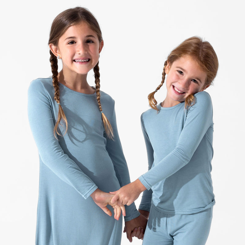 Oasis Teal Bamboo Girls' Long Sleeve Dress