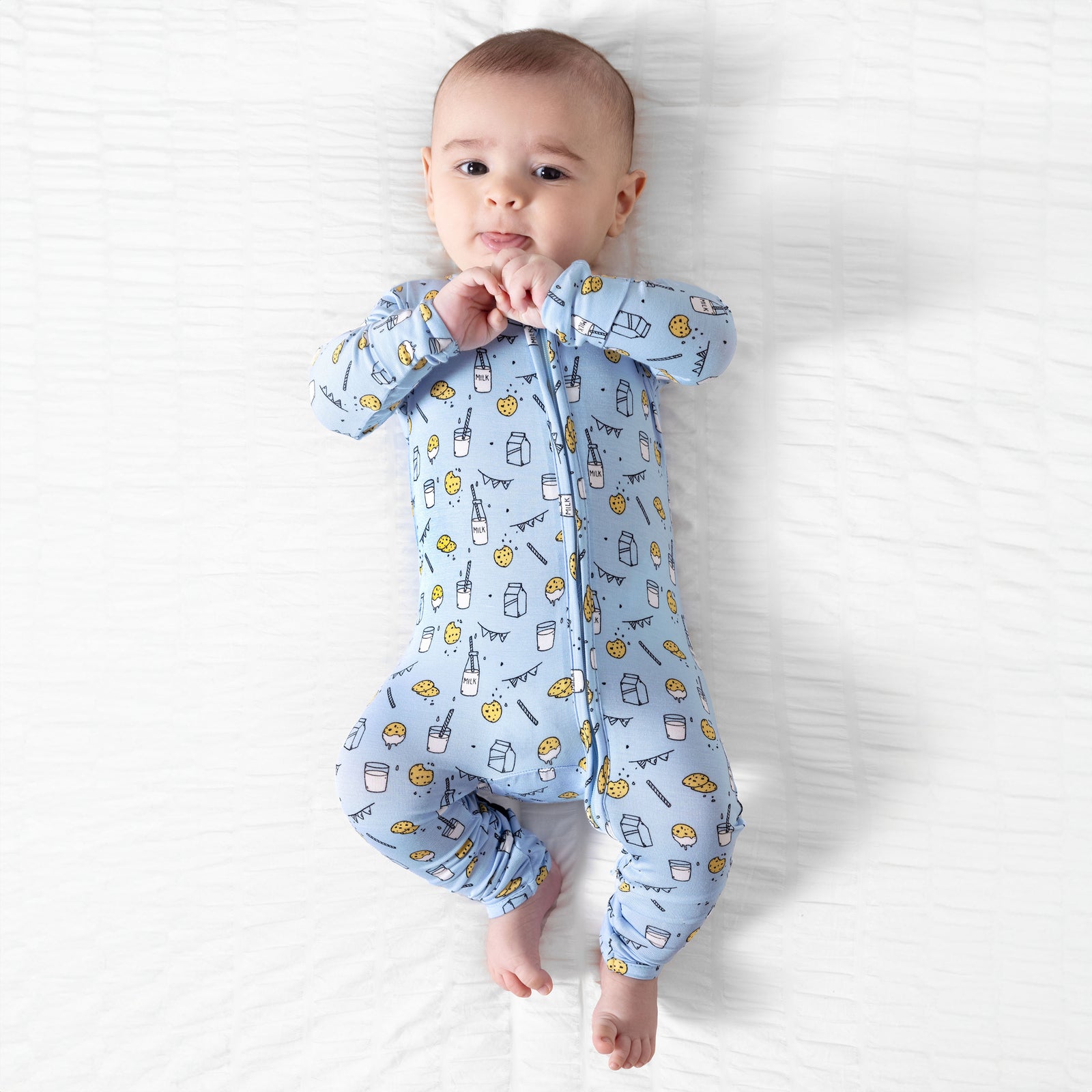 Milk & Cookies Blue Bamboo Convertible Footie