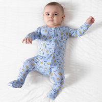 Milk & Cookies Blue Bamboo Convertible Footie