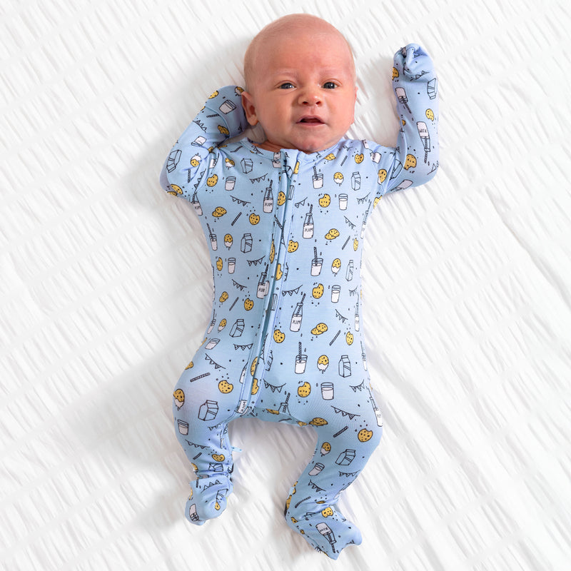 Milk & Cookies Blue Bamboo Convertible Footie