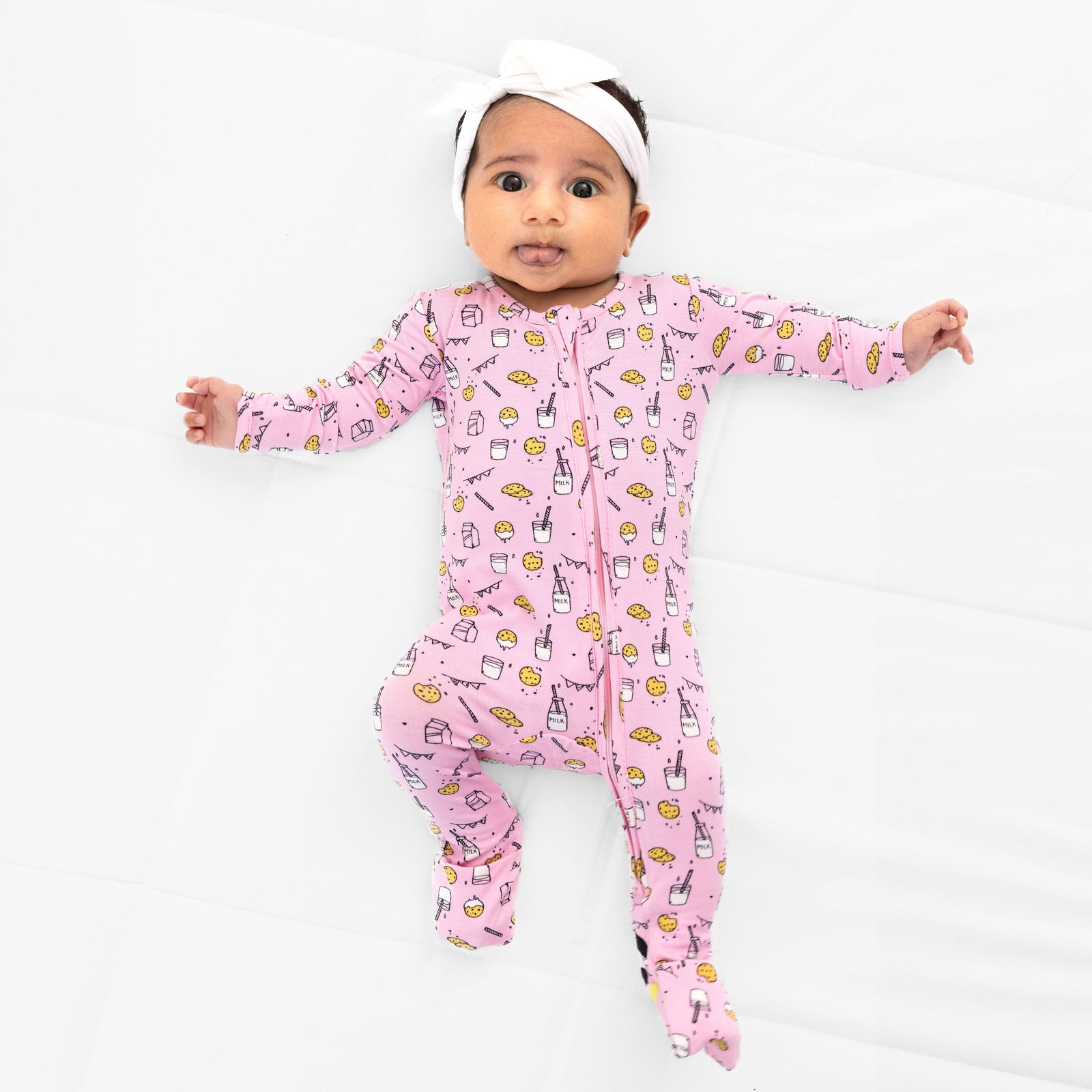 Milk & Cookies Pink Bamboo Convertible Footie