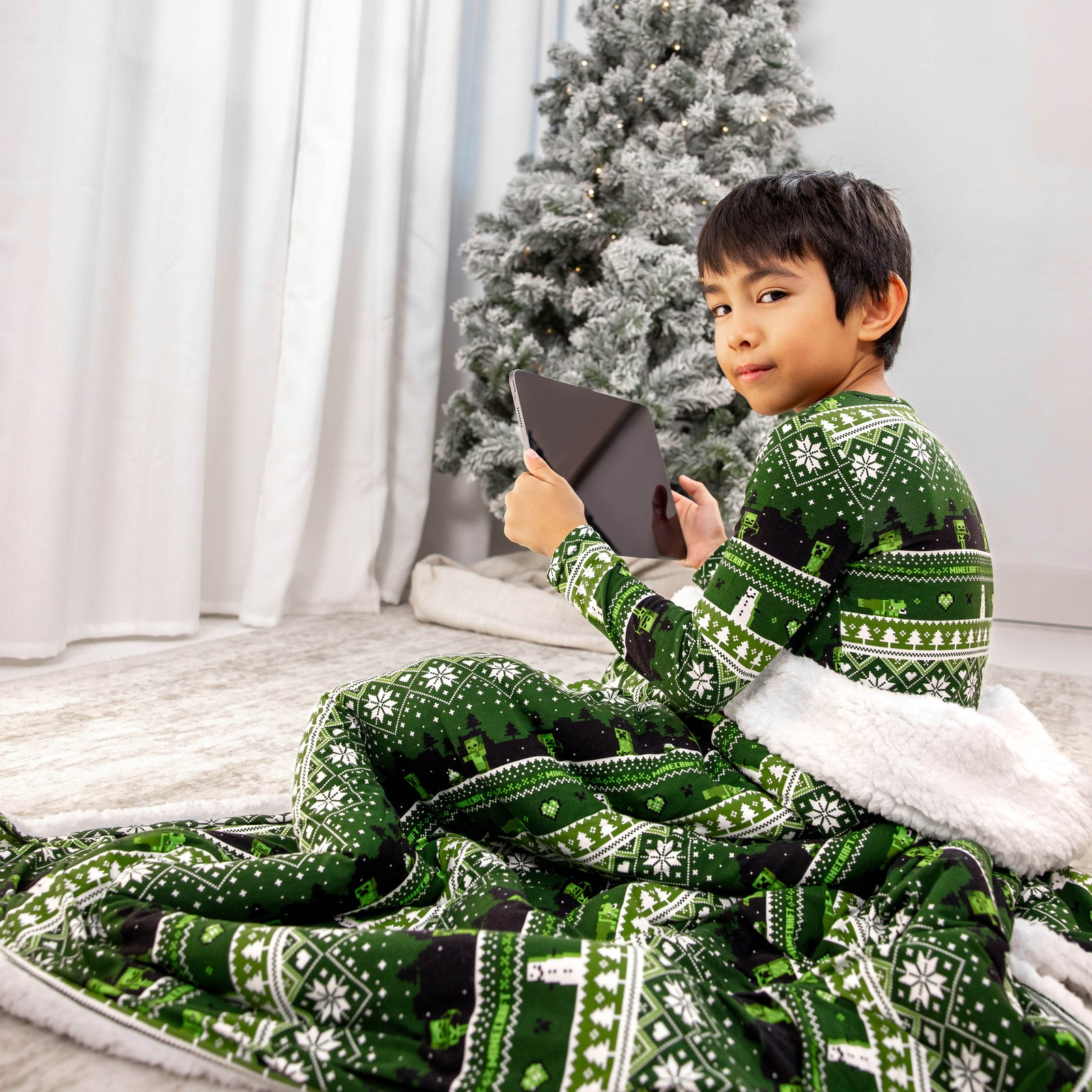 Minecraft Creeper Holiday Bamboo Kids Pajamas