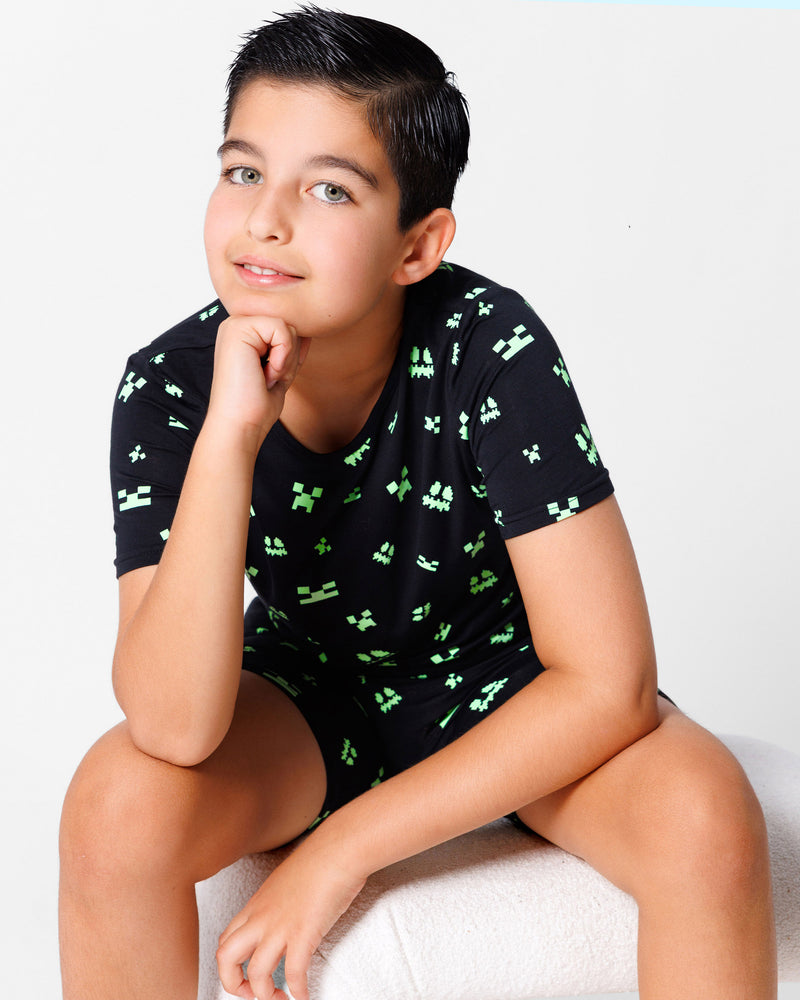 Minecraft: Creeper Halloween Bamboo Kids Pajama Short Set