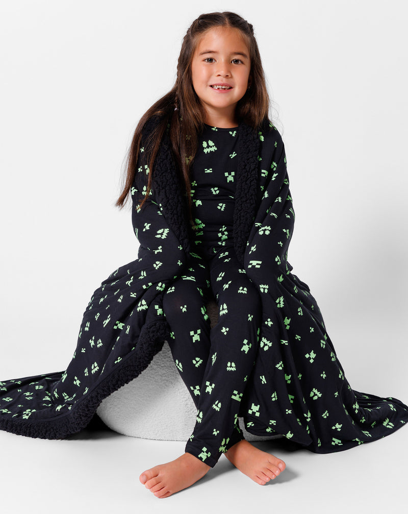 Minecraft: Creeper Halloween Bamboo Sherpa Blanket