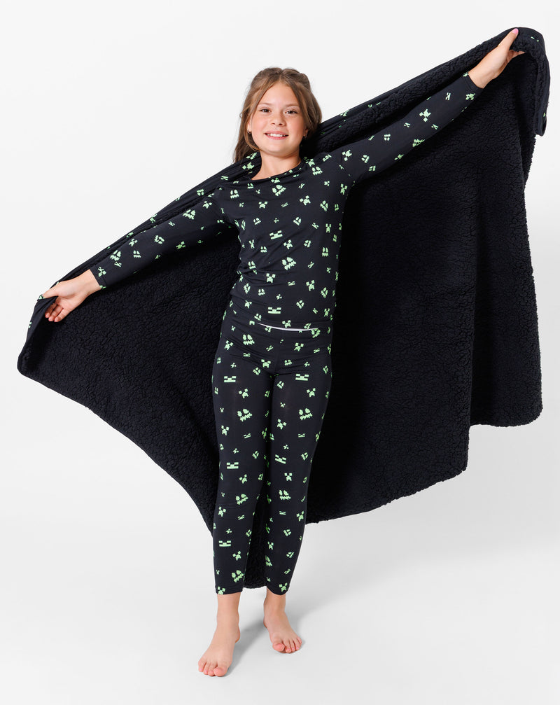 Minecraft: Creeper Halloween Bamboo Sherpa Blanket