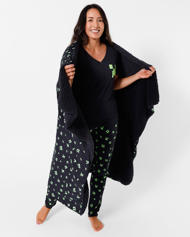 Minecraft: Creeper Halloween Bamboo Sherpa Blanket