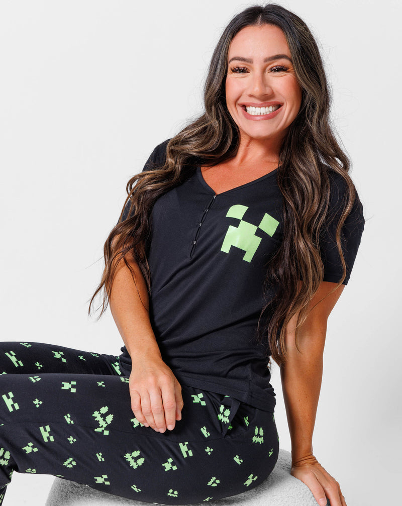 Minecraft: Creeper Halloween Bamboo Women's Pajama Set