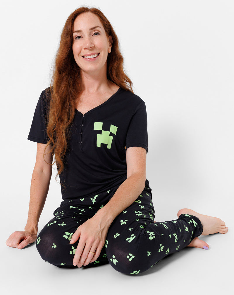 Minecraft: Creeper Halloween Bamboo Women's Pajama Set