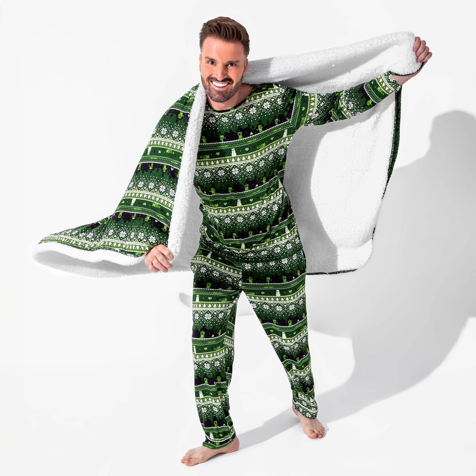 Minecraft Creeper Holiday Bamboo Men's Pajama Set