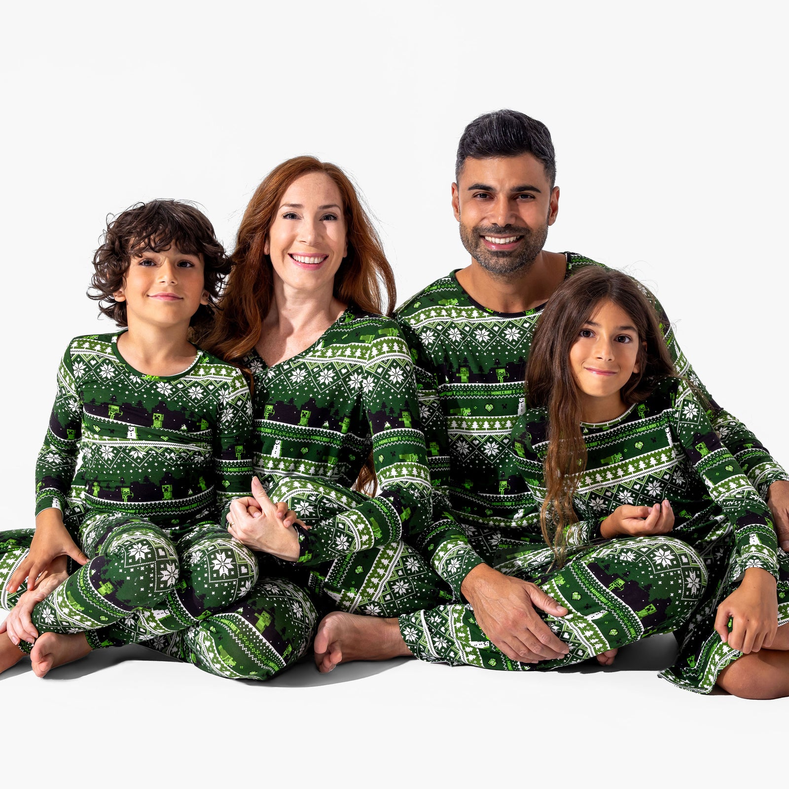 Minecraft Creeper Holiday Bamboo Girls' Long Sleeve Dress