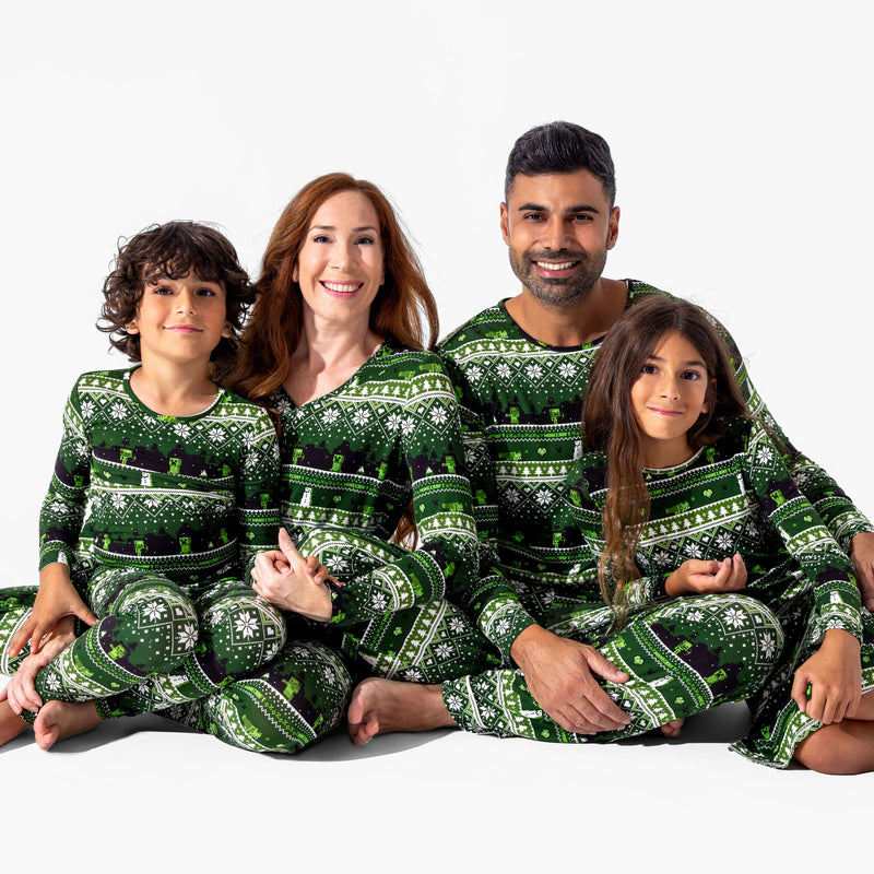 Minecraft Creeper Holiday Bamboo Girls' Long Sleeve Dress