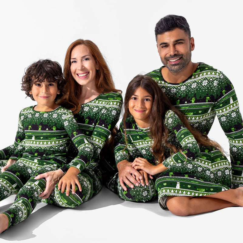 Minecraft Creeper Holiday Bamboo Girls' Long Sleeve Dress