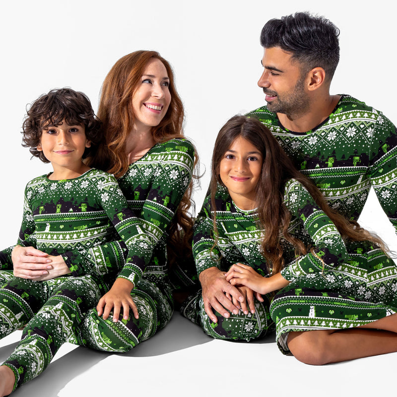 Minecraft Creeper Holiday Bamboo Girls' Long Sleeve Dress