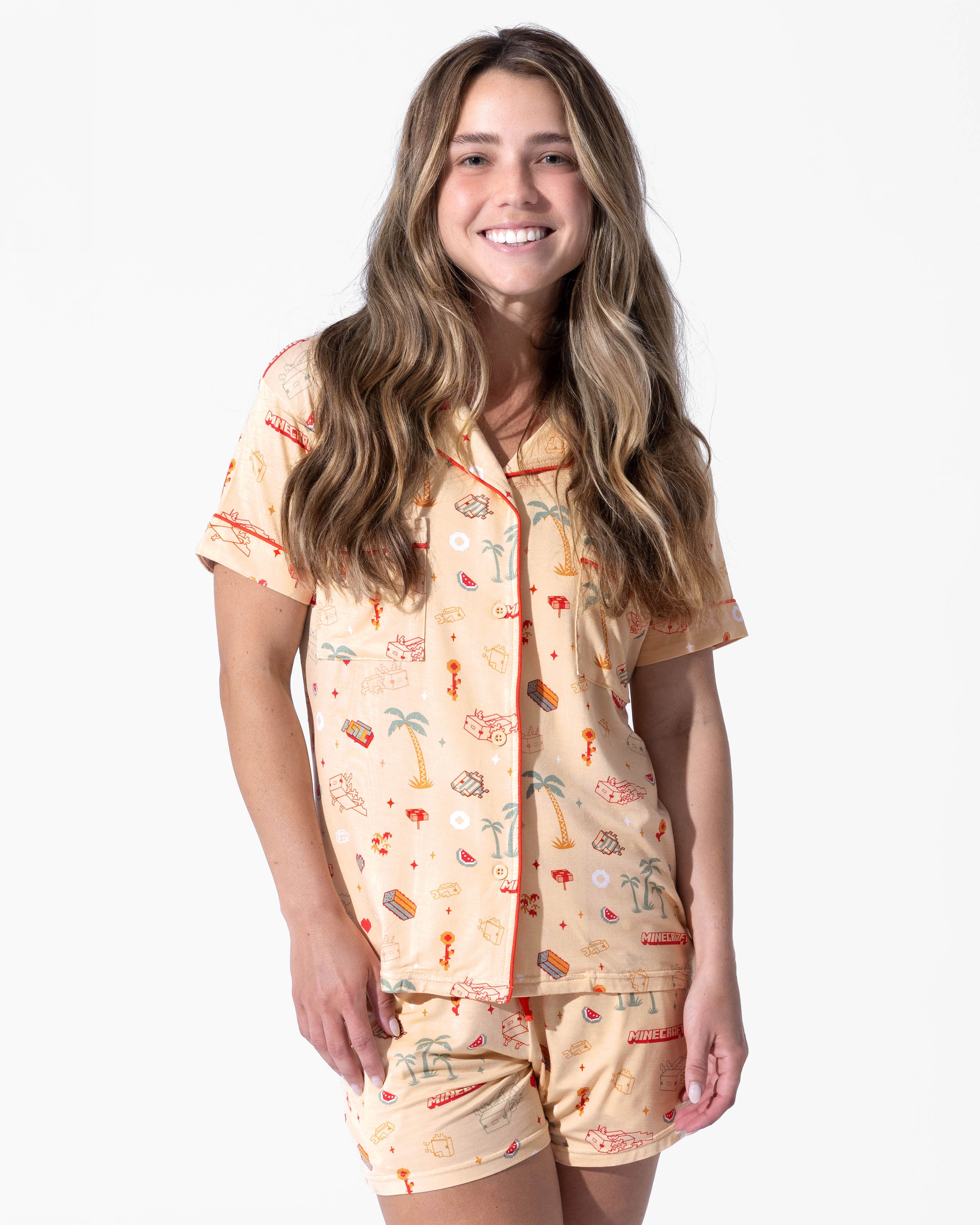 Minecraft Summer Vibes Bamboo Women's Pajama Shorts Set | Soft