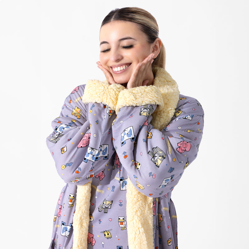 Minecraft Pixel Pals Bamboo Adult Sherpa Bathrobe