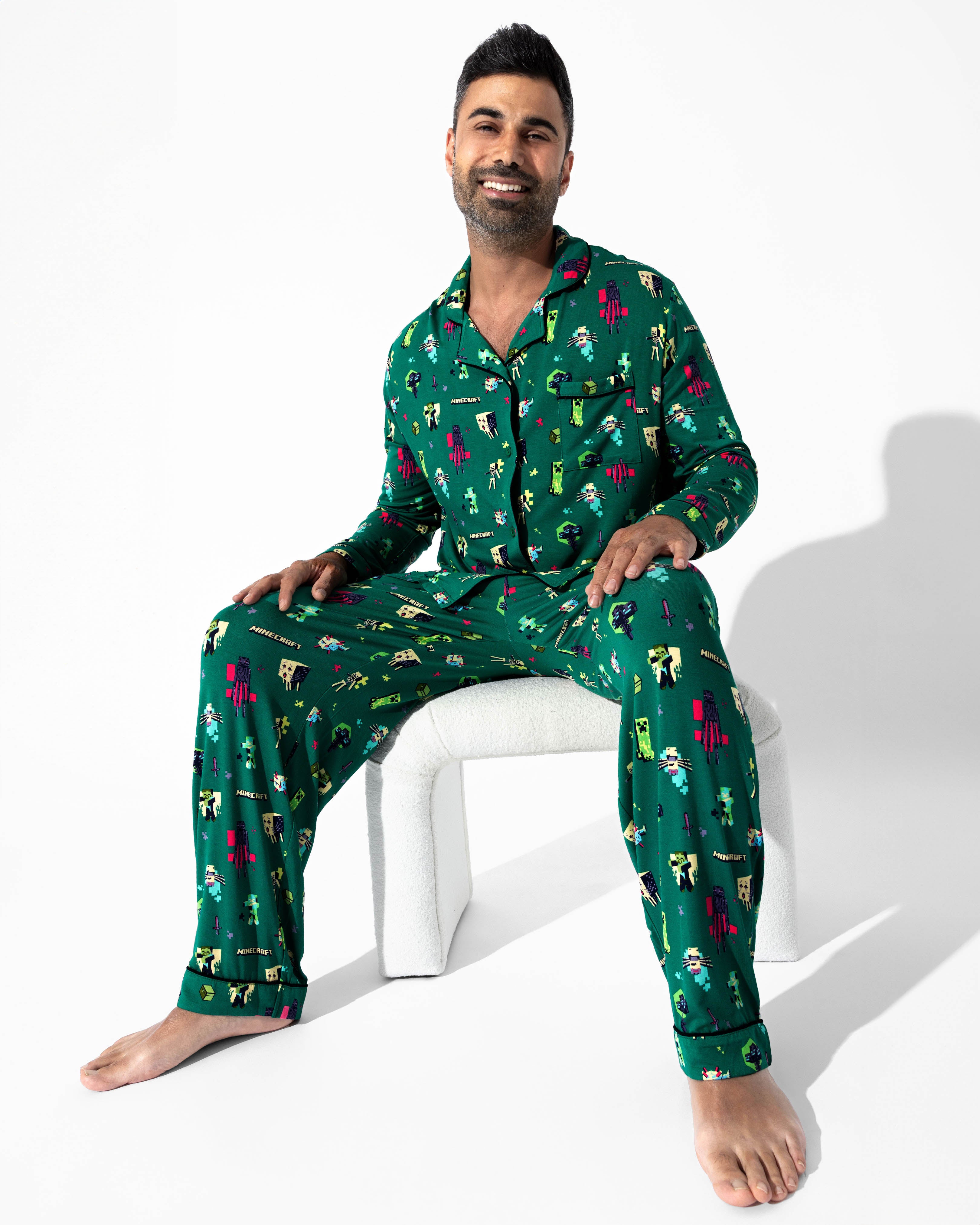 アイドル FREEZER x TSNW PAJAMAS SET Minecraft Midnight Mobs Bamboo Men's Pajama Set | Soft & Cozy PJs