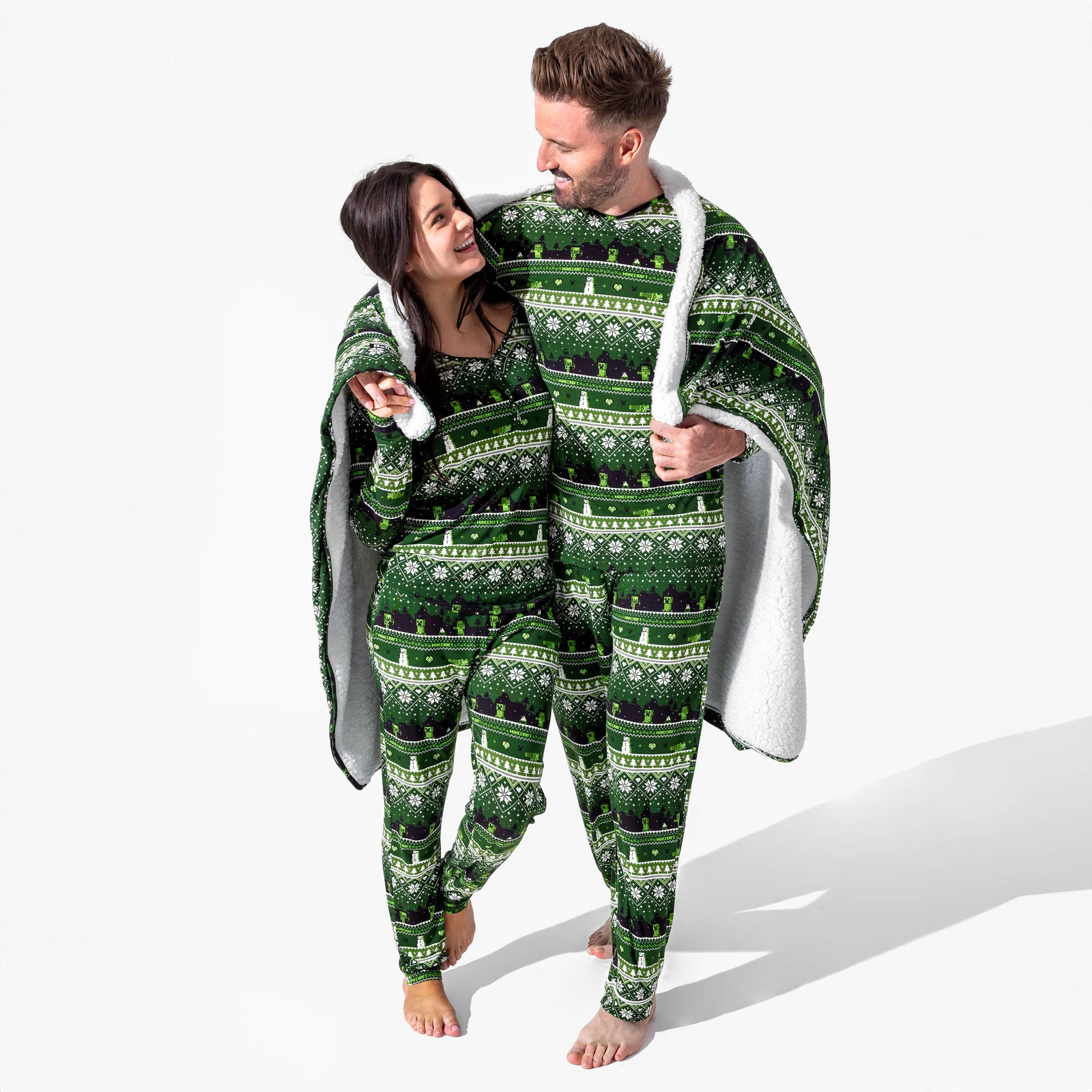 Minecraft Creeper Holiday Bamboo Sherpa Blanket