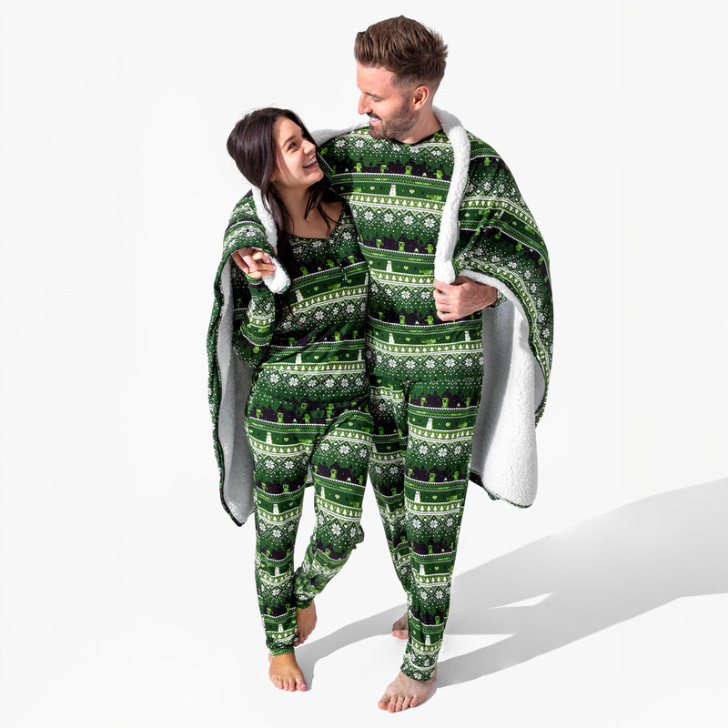 Minecraft Creeper Holiday Bamboo Sherpa Blanket