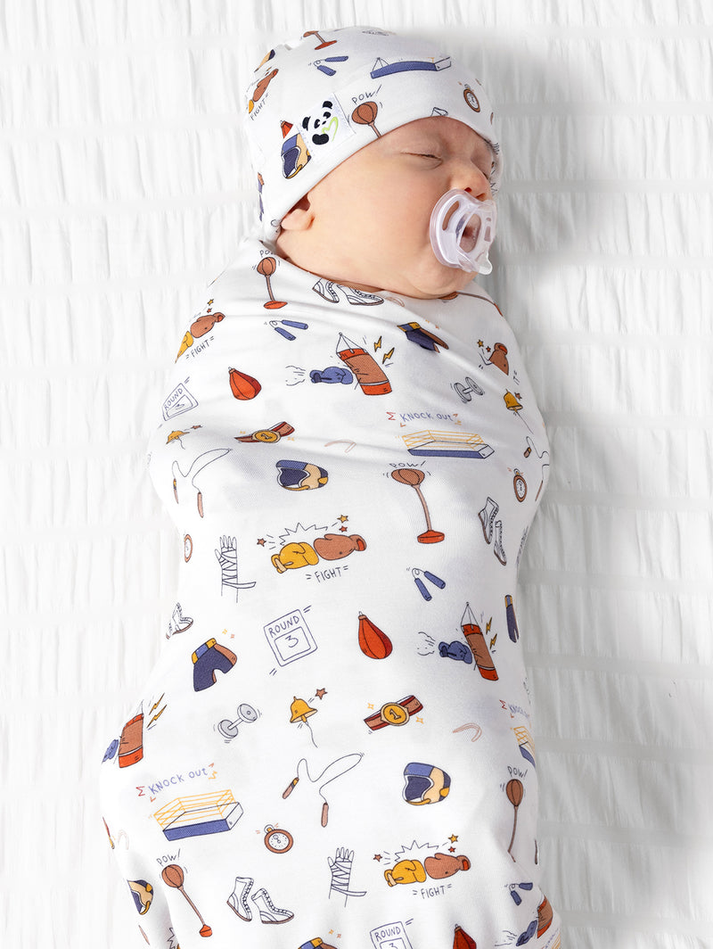 Boxing Bamboo Swaddle & Beanie Set