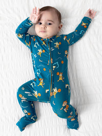 Basketball Pups Bamboo Convertible Footie