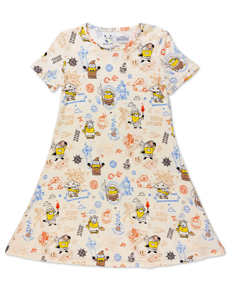 Minions: Sketch Through Time Bamboo Girls' Short Sleeve Dress