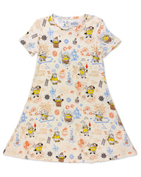 Minions: Sketch Through Time Bamboo Girls' Short Sleeve Dress