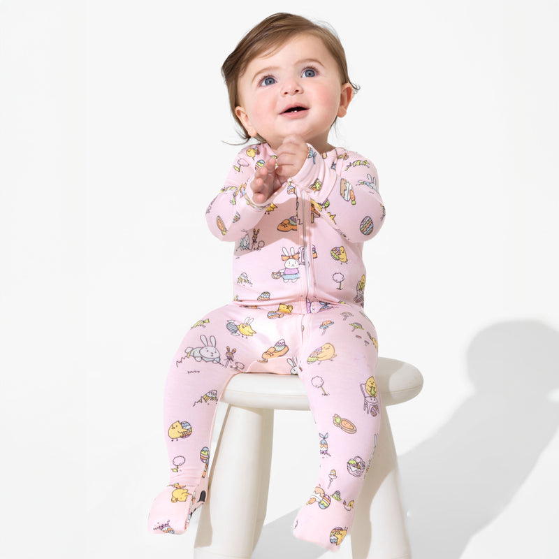 Easter Bunny Pink Bamboo Convertible Footie