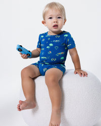 Monaco Blue Bamboo Kids Pajama Short Set