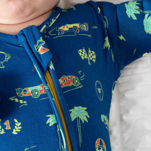 Monaco Blue Bamboo Convertible Footie