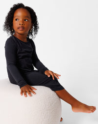 Obsidian Black Bamboo Girls' Long Sleeve Dress