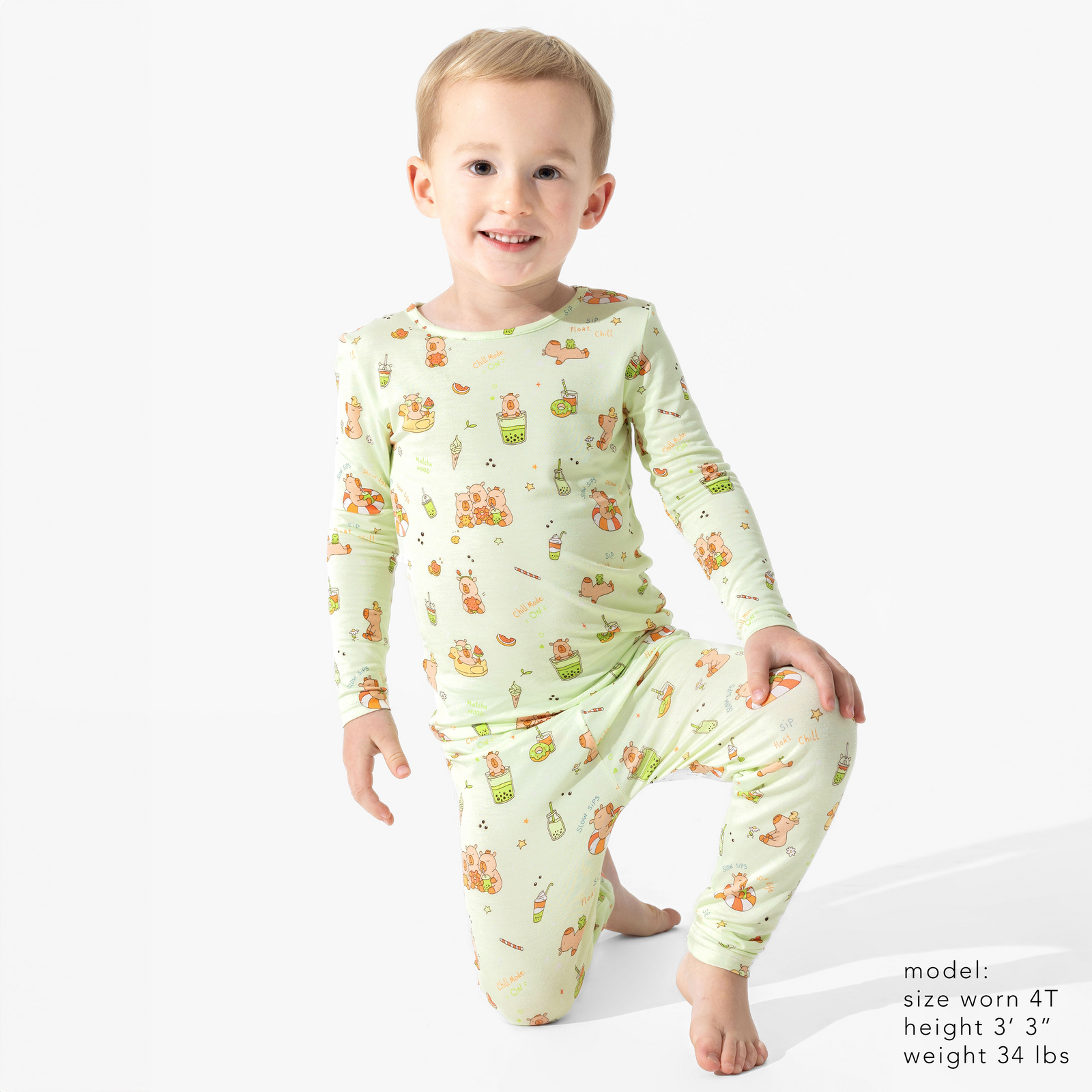 Capybara Boba Bamboo Kids Pajamas