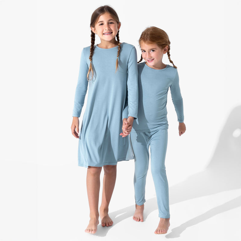 Oasis Teal Bamboo Girls' Long Sleeve Dress