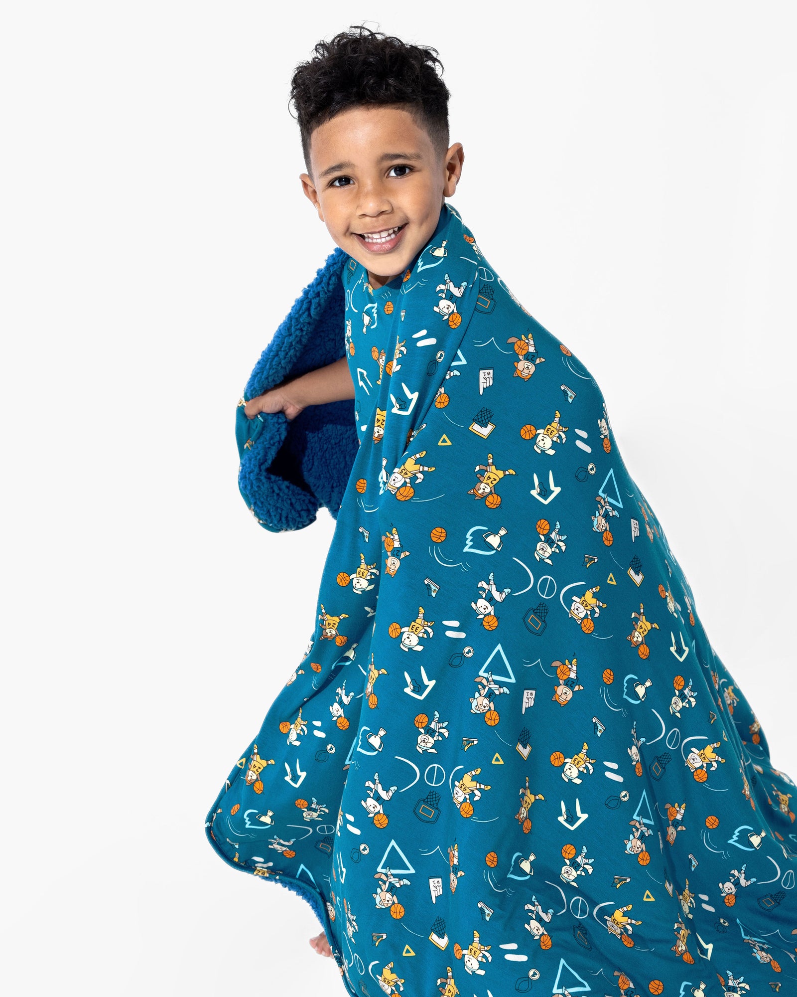 Basketball Pups Bamboo Sherpa Blanket