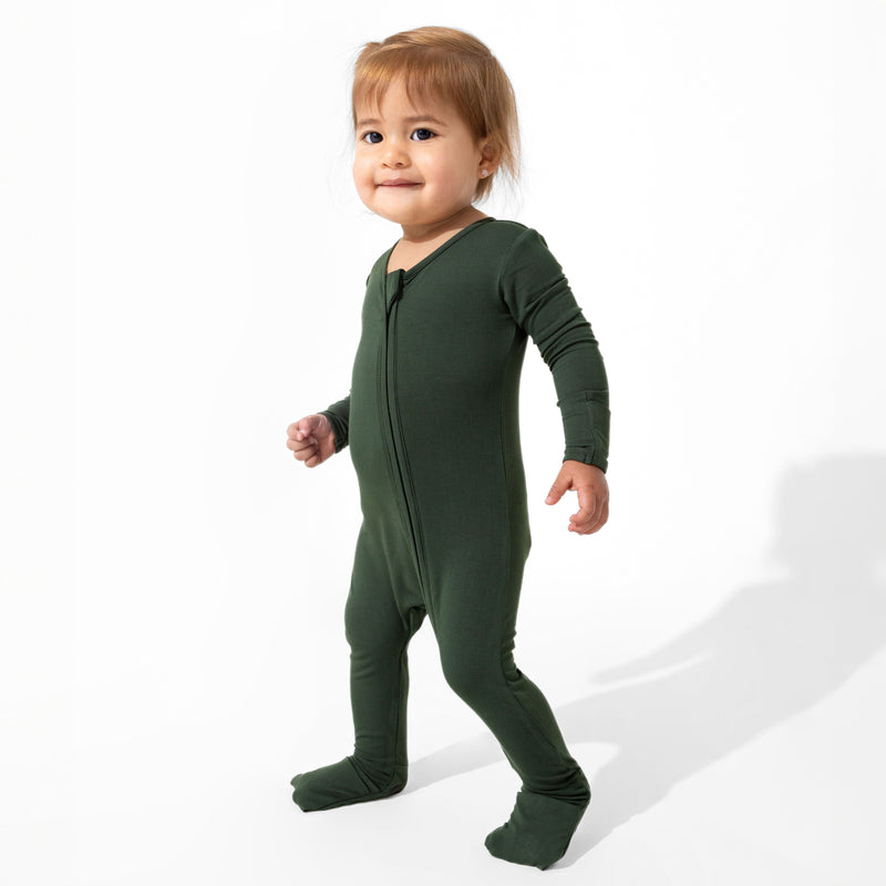 Pine Green Bamboo Convertible Footie