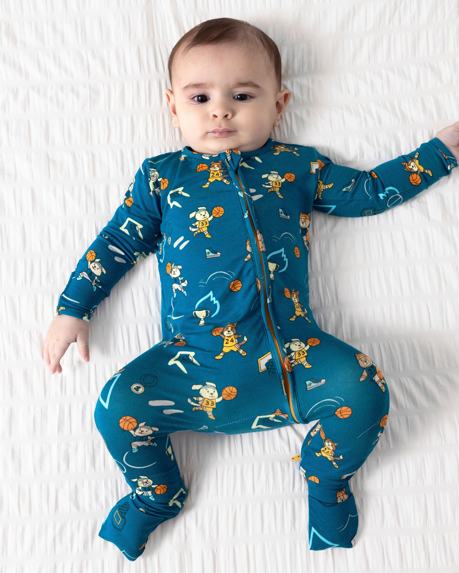 Basketball Pups Bamboo Convertible Footie