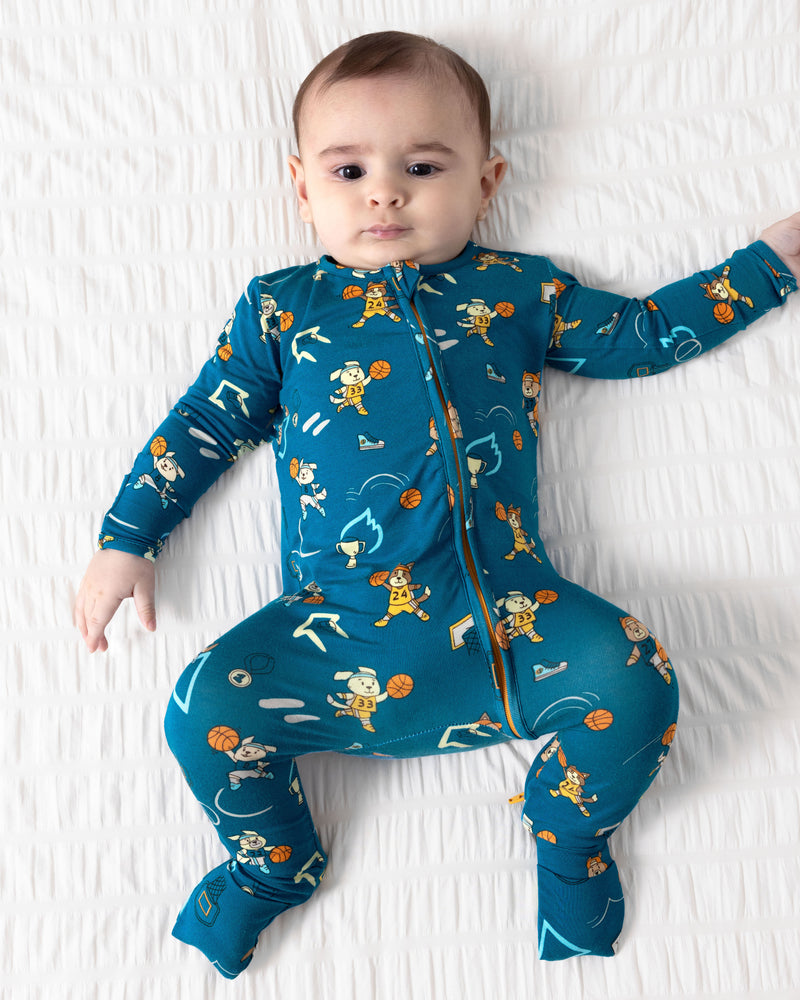 Basketball Pups Bamboo Convertible Footie