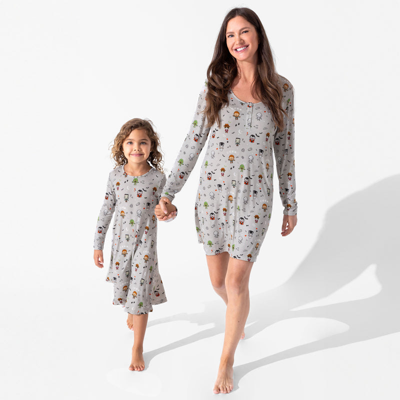 Little Monsters Bamboo Girls' Long Sleeve Dress